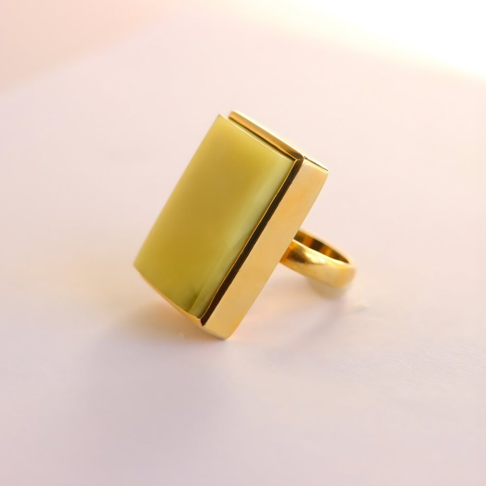 Baltic Butterscotch Lime Amber Statement Ring - 1… - image 5